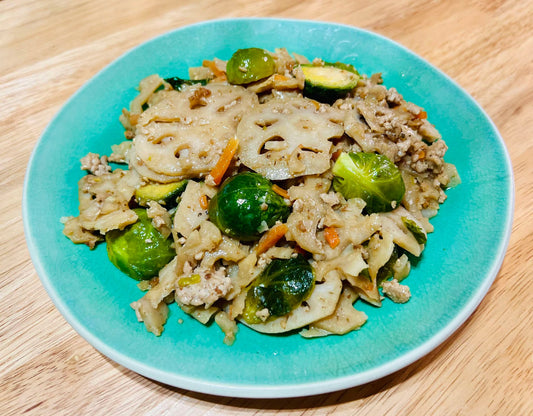 (S)  Stir-fried Minced pork and Lotus Root with Miso